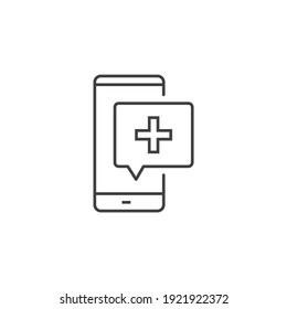 Telemedicine Thin Line Related Vector Icon. Flat Icon Isolated on the Black Background. Editable Stroke EPS file. Vector illustration. Online medical support. Medical Consultation Message.