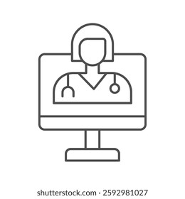 Telemedicine thinline icon, vector, pixel perfect, illustrator file