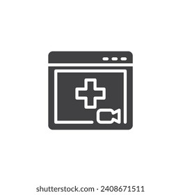 Telemedicine vector icon. filled flat sign for mobile concept and web design. Telemedicine website glyph icon. Symbol, logo illustration. Vector graphics