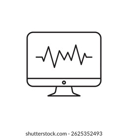 Ícone de Linhas de Dados de Telemetria em Movimento no Monitor para Visualização de Dados