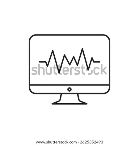 Telemetry Data Lines Moving Across Monitor Icon for Data Visualization