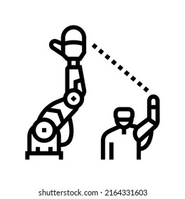 Telebetrieb Roboter-Linie Symbol Vektor. Roboterzeichen mit Telebetrieb. isoliertes Kontursymbol