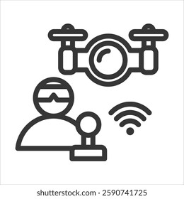 Teleoperation Outline Icon Vector Illustration