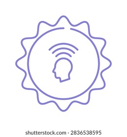 Telepathy icon featuring head profile and signal waves.