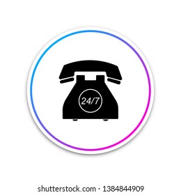 Telephone 24 hours support icon isolated on white background. All-day customer support call-center.  