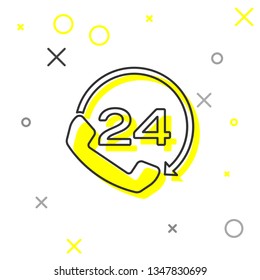  Telephone 24 hours support line icon isolated on white background. All-day customer support call-center. Full time call services. Vector Illustration