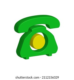 Telephone 3d icon colorful style isolated. Vector illustration