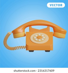 telephone 3D vector icon set, on a blue background