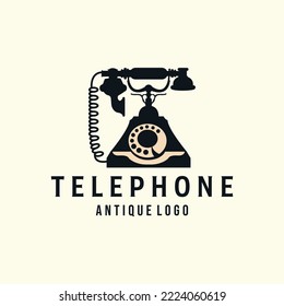 telephone antique vintage style logo vector template illustration design