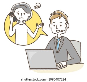 Telephone appointer. Business illustration men.