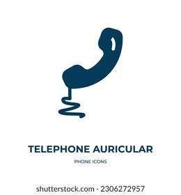 telephone auricular with cable vector icon. telephone auricular with cable, small, shield filled icons from flat phone icons concept. Isolated black glyph icon, vector illustration symbol element for 