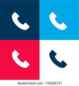 Telephone auricular four color material and minimal icon logo set in red and blue