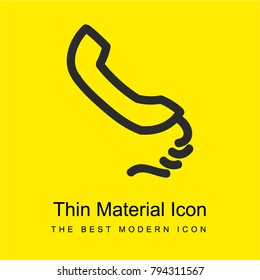 Telephone auricular hand drawn outline bright yellow material minimal icon or logo design