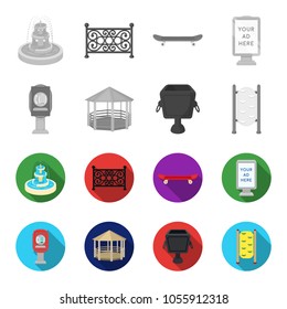Telephone automatic, gazebo, garbage can, wall for children. Park set collection icons in monochrome,flat style vector symbol stock illustration web.