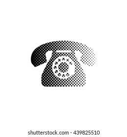 telephone - black vector icon;  halftone illustration