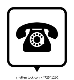 telephone - black vector icon;  message bubble
