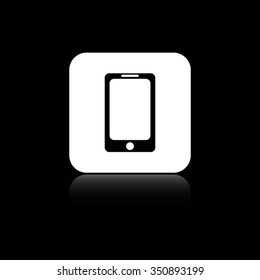 Telephone - black vector icon on the white button