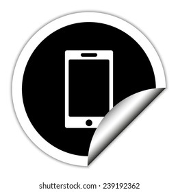  telephone - black vector icon. Round sticker.