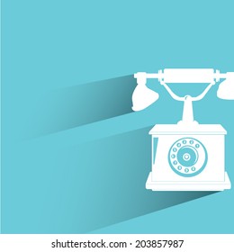 telephone, blue background, flat and shadow theme