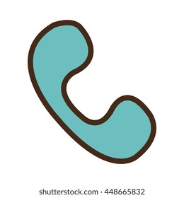 Telephone blue isolated flat icon design, vector illustration graphic. 