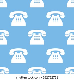 Telephone blue with white seamless pattern for web design. Vector symbol