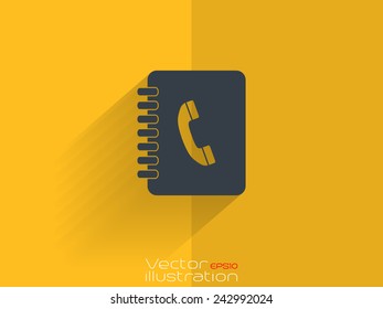 Telephone book icon on yellow background