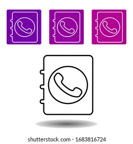 telephone book icon. Simple line vector of Web purple color set for UI and UX, website or mobile application