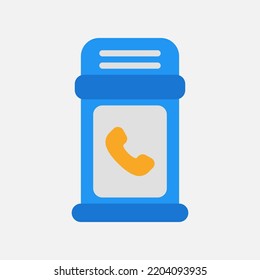 Icono de cabina telefónica en estilo plano sobre comunicación, uso para presentación de aplicaciones móviles del sitio web
