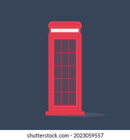 Telephone booth, illustration, vector on a blue background.