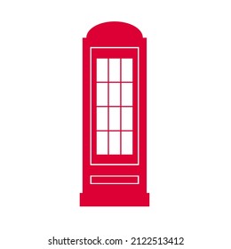 Telephone booth in London. Simple red icon on white. For your design