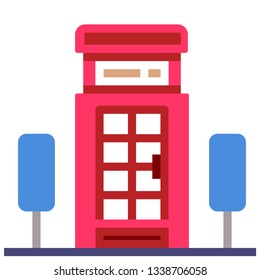 Telephone booth vector illustration in flat color design