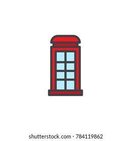 Telephone box filled outline icon, line vector sign, linear colorful pictogram isolated on white. Payphone booth symbol, logo illustration. Pixel perfect vector graphics