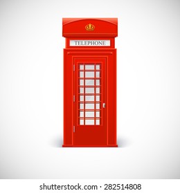 Telephone box, Londone style. Vector illustration isolated on a white background