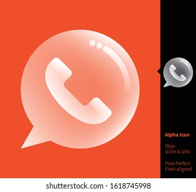 Telephone and bubble alpha icon - vector illustrations for branding, web design, presentation, logo, banners. Transparent gradient icon on random background, pixel-aligned on 96x96 pixel.