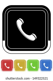 Telephone button retro colors square