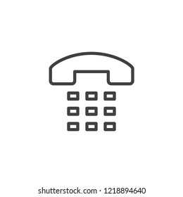 Telephone with buttons outline icon. linear style sign for mobile concept and web design. Handset phone simple line vector icon. Symbol, logo illustration. Pixel perfect vector graphics