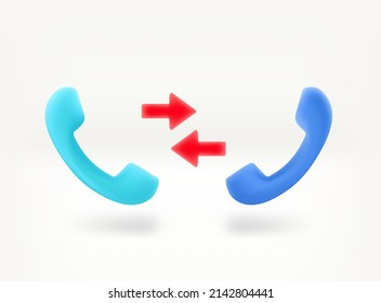 Telephone call concept with speech handset. 3d vector illustration