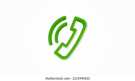 telephone call, contact us, handset, phone 3d realistic line icon. Vector top view illustration. color pictogram isolated on white background