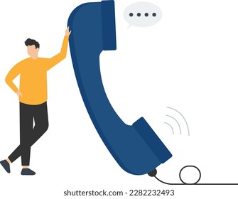 Telephone call expert to generate lead or sales, success telemarketing tell promotion, businessman sale representative,  agent talk in phone call concept
