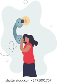 Telephone call expert to generate lead or sales, success telemarketing tell promotion to prospect or client concept,.flat design.illustration with people.