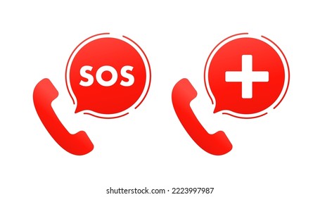 Telephone call for help and medical assistance Emergency notification. Vector illustration