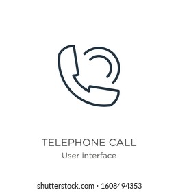 Telephone call icon. Thin linear telephone call outline icon isolated on white background from user interface collection. Line vector sign, symbol for web and mobile