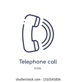 telephone call icon from user interface outline collection. Thin line telephone call icon isolated on white background.