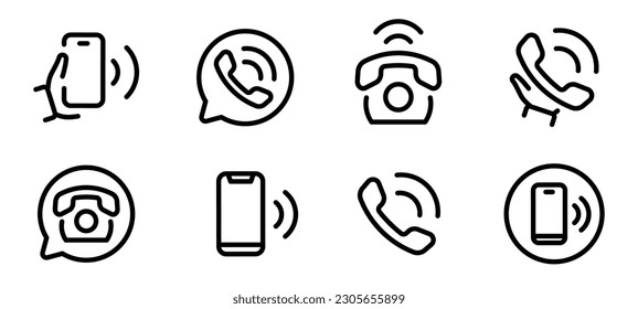 Iconos de llamadas telefónicas. Icono del vector del teléfono. Juego de iconos de teléfono. Iconos de concepto de comunicación. EPS 10