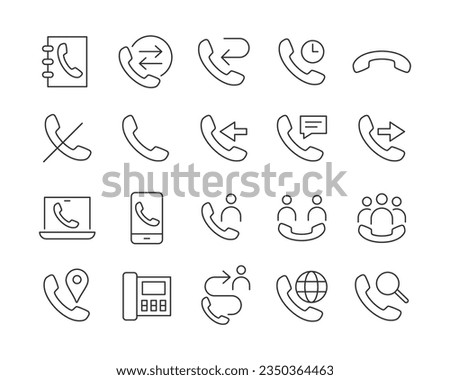 Telephone Call Icons - Vector Line. Editable Stroke.