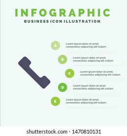Telephone, Call, Mobile Solid Icon Infographics 5 Steps Presentation Background. Vector Icon Template background