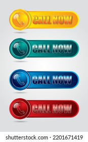 Telefon, rufen Sie jetzt Icon-Set, Schaltfläche, Farbglanz.