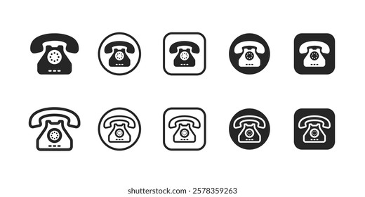 Telephone, telephone call, old phone, phone call, old, vintage, Outline signs and more, perfect for websites, apps, and print projects; these scalable icons are fully customizable for print.