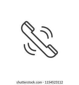 Telephone call outline icon. linear style sign for mobile concept and web design. Handset phone simple line vector icon. Symbol, logo illustration. Pixel perfect vector graphics