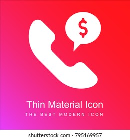 Telephone call red and pink gradient material white icon minimal design